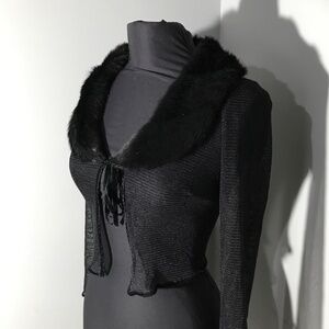 🦋 Y2K Forever 21 Faux Fur Hollow Out Fishnet Top